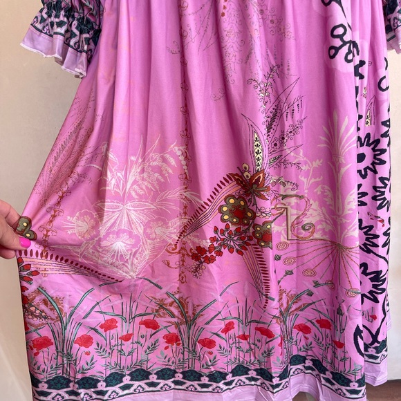 SOLD-PINK DAISY Comfy Purple Floral Geometric Pattern Easy Care Dress 2X New - Picture 8 of 11